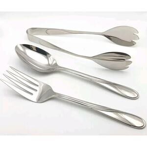 Lenox Summerville 3 Pc X Large Serving, Salad Tongs Set 18/10 Stainless Flatware